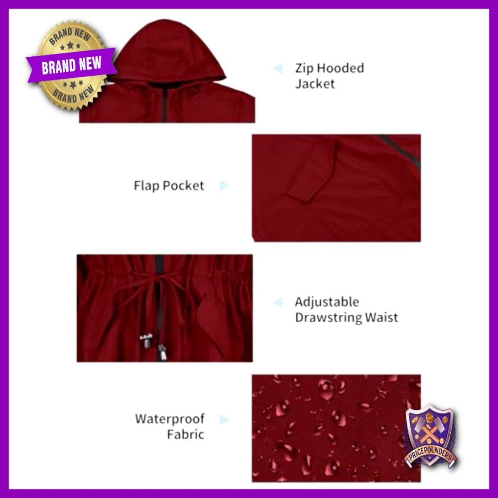 Plus Size Lightweight Waterproof Rain Jacket Hood… - image 6